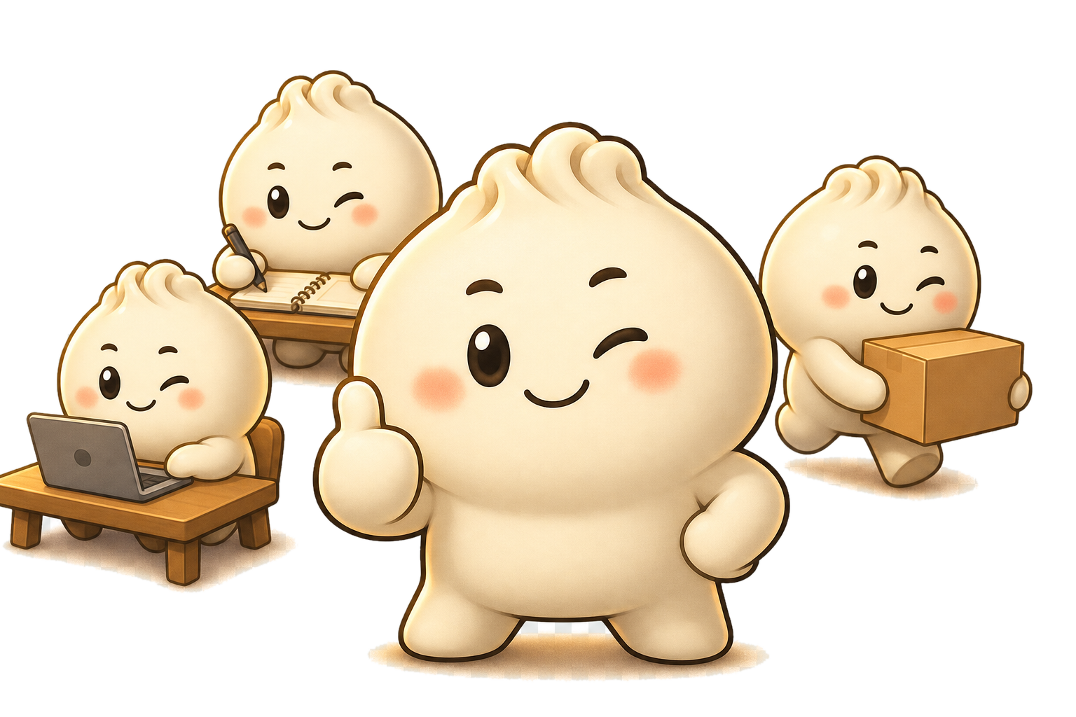 一个主包子和三个分身在后台并行工作